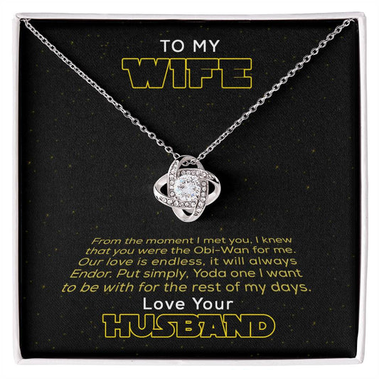 To My Wife Love Your Husband - The Force - Galaxy Necklace -Personalised Card Gift for Wife from Husband Lover - To My Beautiful Wife Necklace Boxed Jewellery