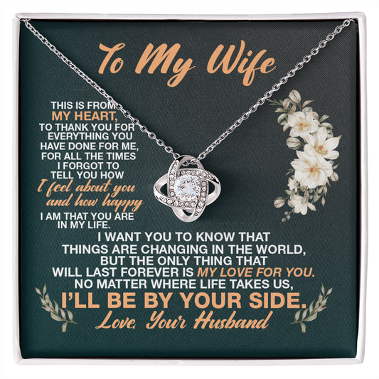 To My Wife I'll Be By Your Side Love Your Husband -  To My Wife Necklace From Husband - Anniversary Gift For Wife from Husband - To My Soulmate Necklace For Women - Wife Birthday Gift