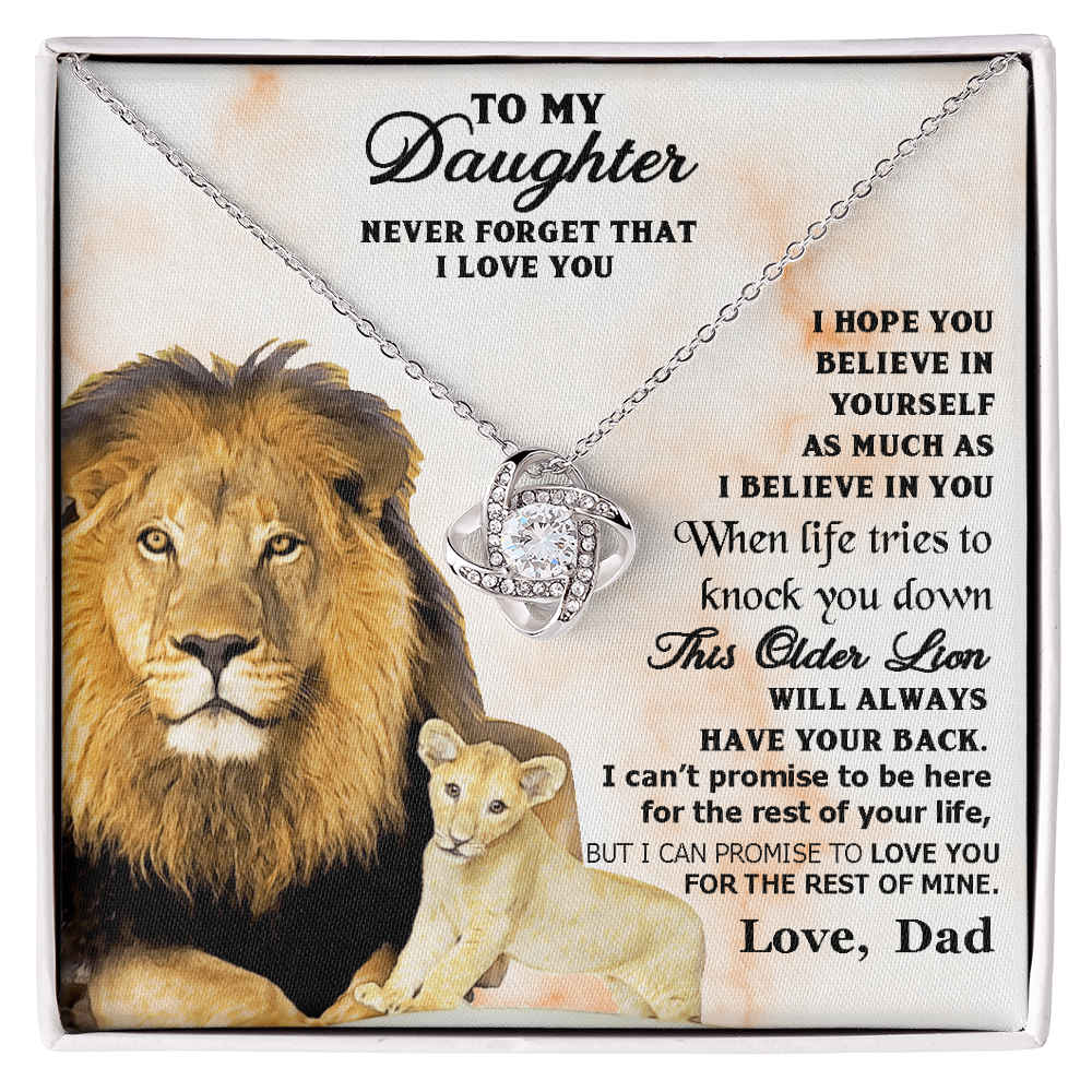 To My Daughter Necklace Gift from Mom, Beautiful Jewelry Box Birthday Graduation Christmas Gift for Daughter, Inspirational Message Card, Elegant Necklaces with Sentimental Message Never Forget That I Love You
