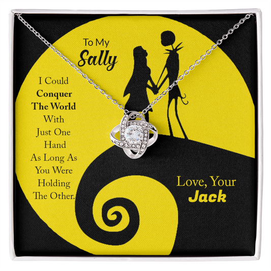 White Gold Name Necklace - Jack & Sally - The Love Knot Necklace - To My Sally -  Mother's Day Gift - Soulmate Gift - Girlfriend Gift - Valentine's day gift - Gift for her him  - Anniversary gift - Friendship Necklaces