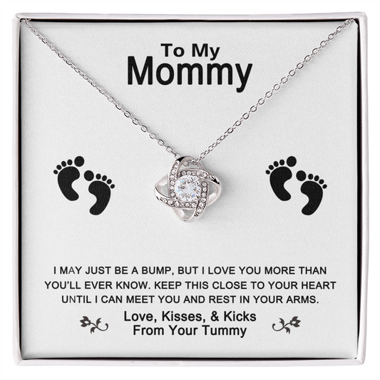 To My Mommy Loe Kisses Kichks From Your Tummy - Personalised Baby Bump - To My Mommy Necklace - Best Gift for mommy