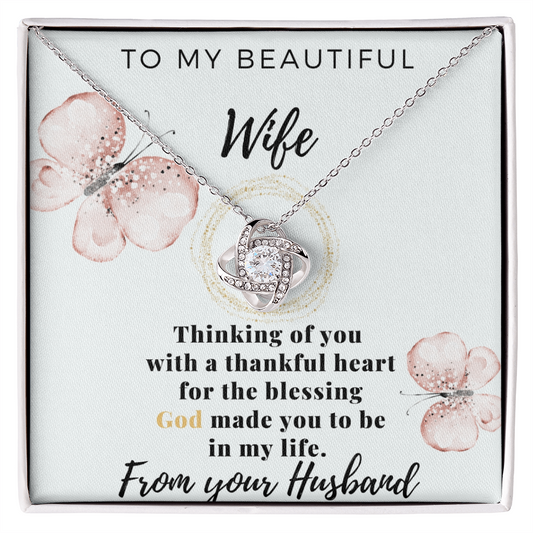 Valentines Day Gifts For Wife, Wife Birthday Gift - Anniversary Gift For Wife from Husband - White Gold Name Necklace - Anniversary Gift For Wife - White Gold Name Necklace - To My Wife Necklace With Message Card