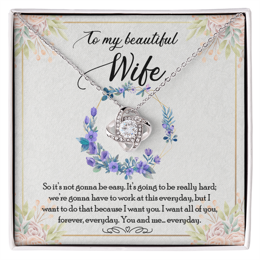 To My Beautiful Wife - You And Me Forever Everyday - To My Wife Necklace With Message Card - Handmade Diamond  Necklace for  soulmate - Best  Gift for her Birthday  - Surprise for your Mrs