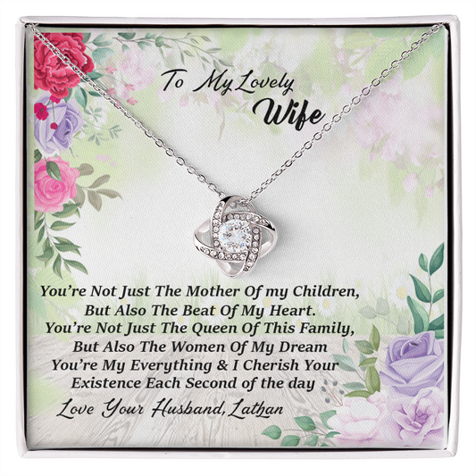 Love Your Husband Lathan - Love knot Pendant Necklace  - Message card for wife - To My Love Wife Necklace - Love your husband lathan - Gift from Husband - Best Love knot for Girlfriend