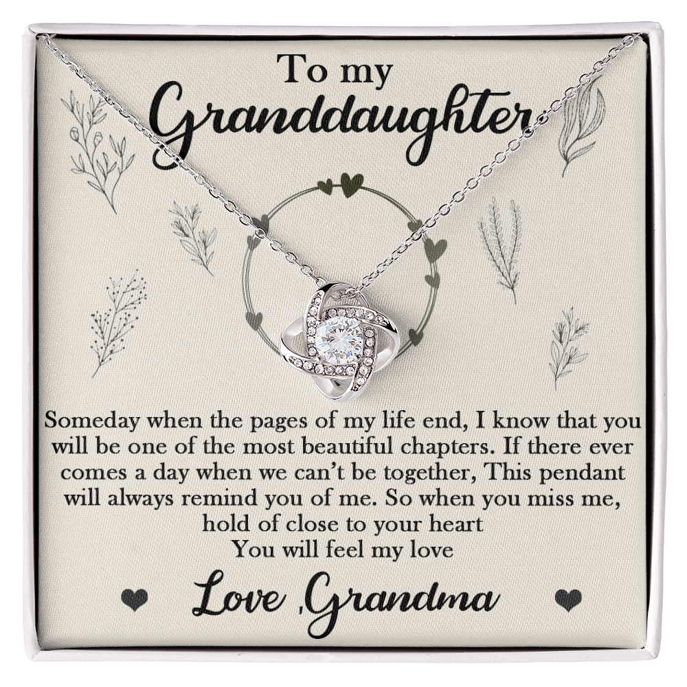 To My Granddaughter Necklace With Heartfelt Message & Elegant Box, Someday When The Pages of my life and, Love Grandma, Necklace for Daughter, Granddaughter, Mom, Mother-in-law Birthday Christmas Gifts Jewelry for Women