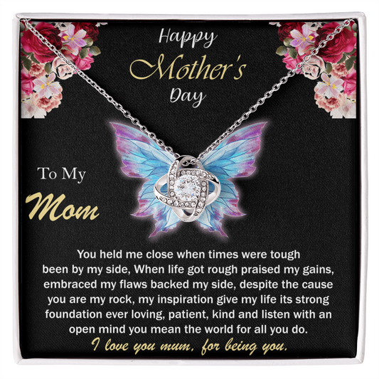 To My Loving Mom Necklace I Love You Mom Love Knot Necklace Gifts From Daughter Son Kids Mom's Birthday Gift Mother's Day Gift Jewelry with Message Card and Gift Box, Mother's Day Gift, Gifts for Women, Mom Birthday Gift Ideas