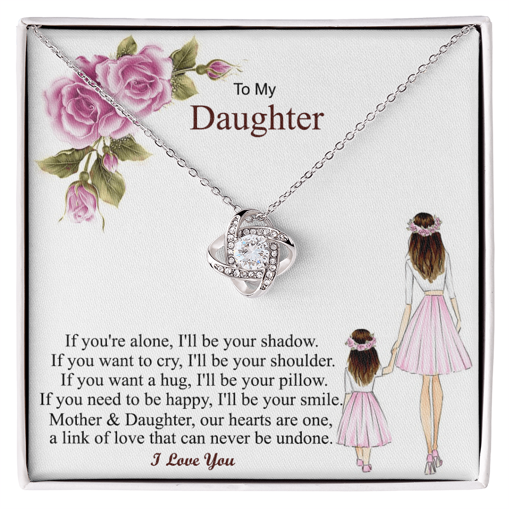 To My Daughter Love Knot Necklace – Gift From Mom Dad to Daughter – Birthday Christmas Gift for Daughter
