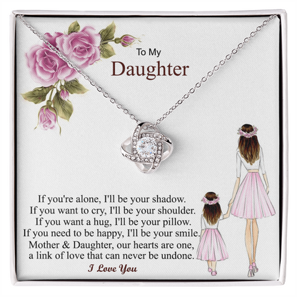 To My Daughter Love Knot Necklace – Gift From Mom Dad to Daughter – Birthday Christmas Gift for Daughter