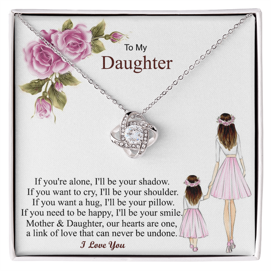 To My Daughter Love Knot Necklace – Gift From Mom Dad to Daughter – Birthday Christmas Gift for Daughter