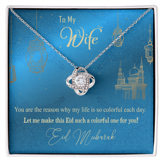 To My Wife Necklace - BEAUTIFUL EID GIFT FOR WIFE - LOVE KNOT - Love knot Pendant Necklace - Elegant Style Clavicle Necklace For Wife Girlfriend Valentine's Day - Diamond Necklace for soulmate