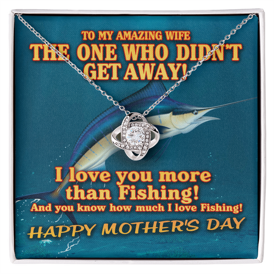 To My Wife Necklace With Message Card - wife gift from husband future husband - Soulmate Necklace For Women- Custom Necklace For Wife - To My Amazing Wife - Blue Marlin - I Love You More Than Fishing