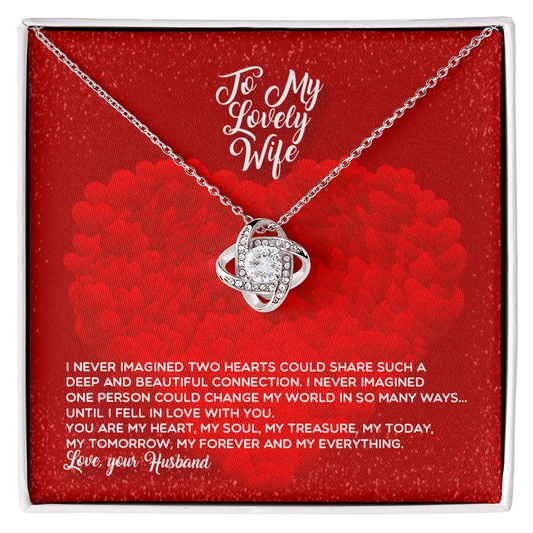 To My Lovely Wife - Forever Love Necklace - Love Your Husband - To My Wife Necklace With Message Card - wife gift from husband future husband - Love Knot