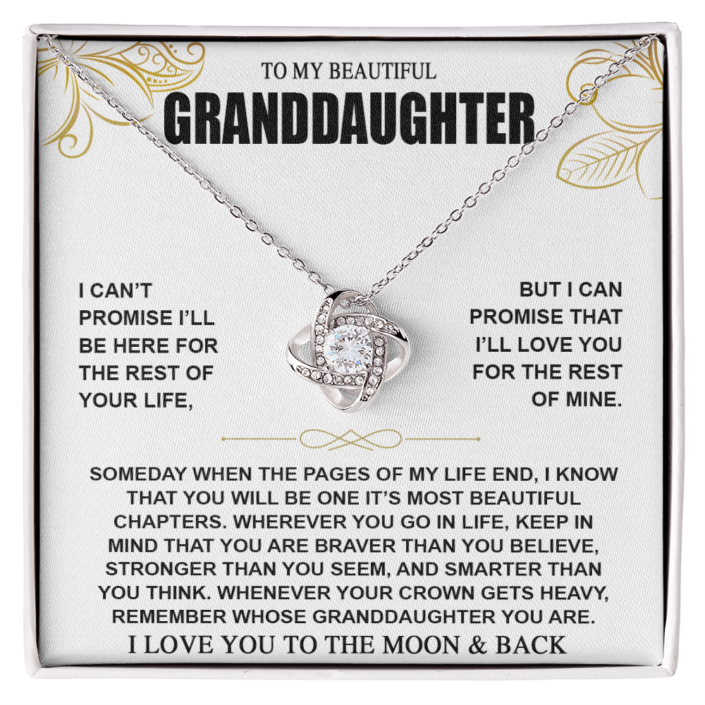 To My Beautiful Granddaughter, I Love You To The Moon & Back, Granddaughter Necklace Gifts From Grandma Grandmother or Grandpa Grandfather, To My Granddaughter Graduation Birthday Pendant Jewelry with Message Card and Gift Box