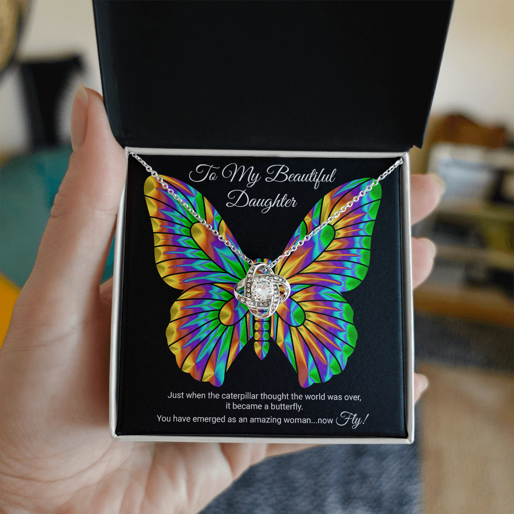 To My Daughter Necklace From Best Mom With Heartfelt Message, Daughter Birthday Present From Mama, Jewelry Gifts For Graduation for Her From Mom or Daddy, 14K Pendant Forever Love Necklace