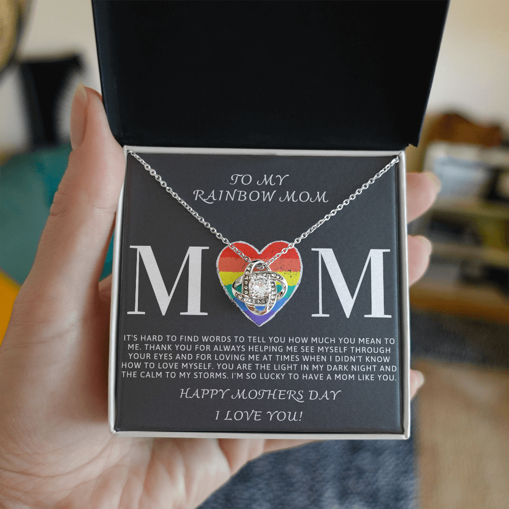 Happy Mother's Day Necklace – Best Gift for Mom, Elegant Jewelry for Mother, Keepsake Gift Idea for Mommy, Jewelry for Mom, Birthday Christmas Gifts With Heartfelt Message, To My Rainbow Mother
