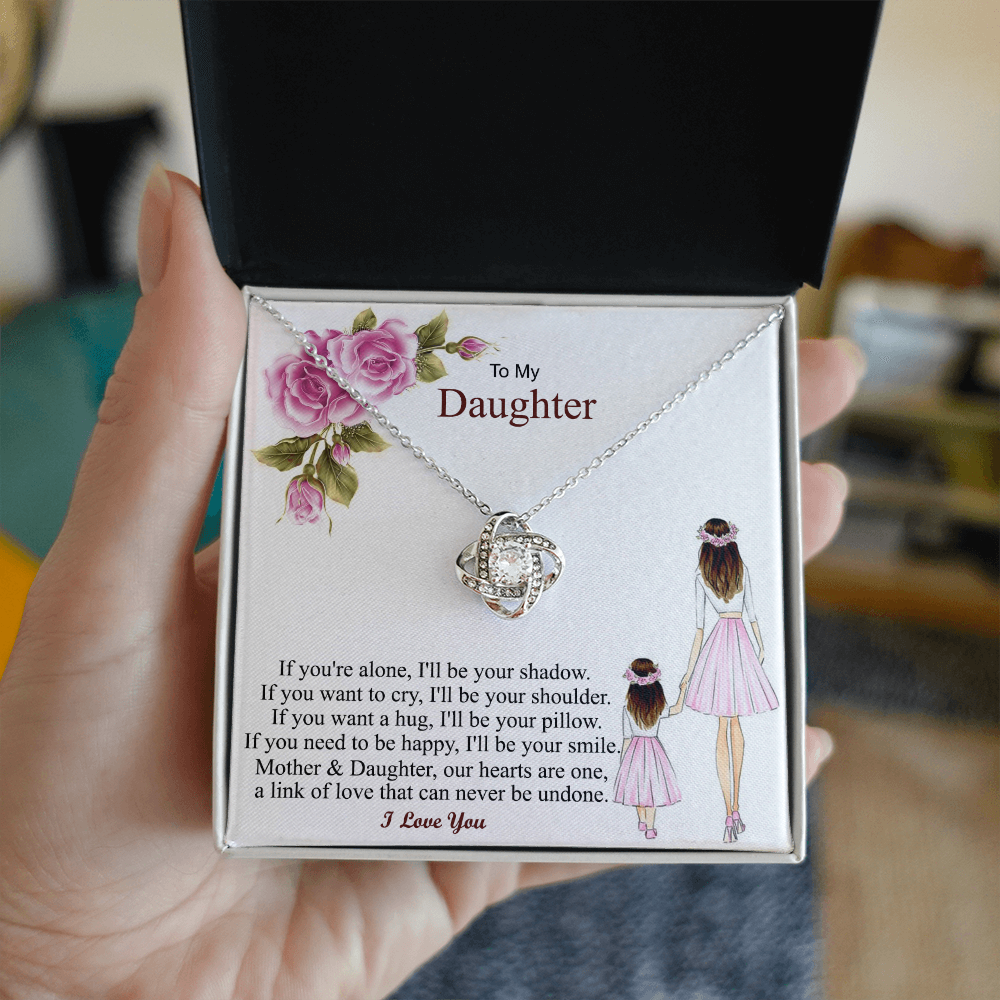 To My Daughter Love Knot Necklace – Gift From Mom Dad to Daughter – Birthday Christmas Gift for Daughter