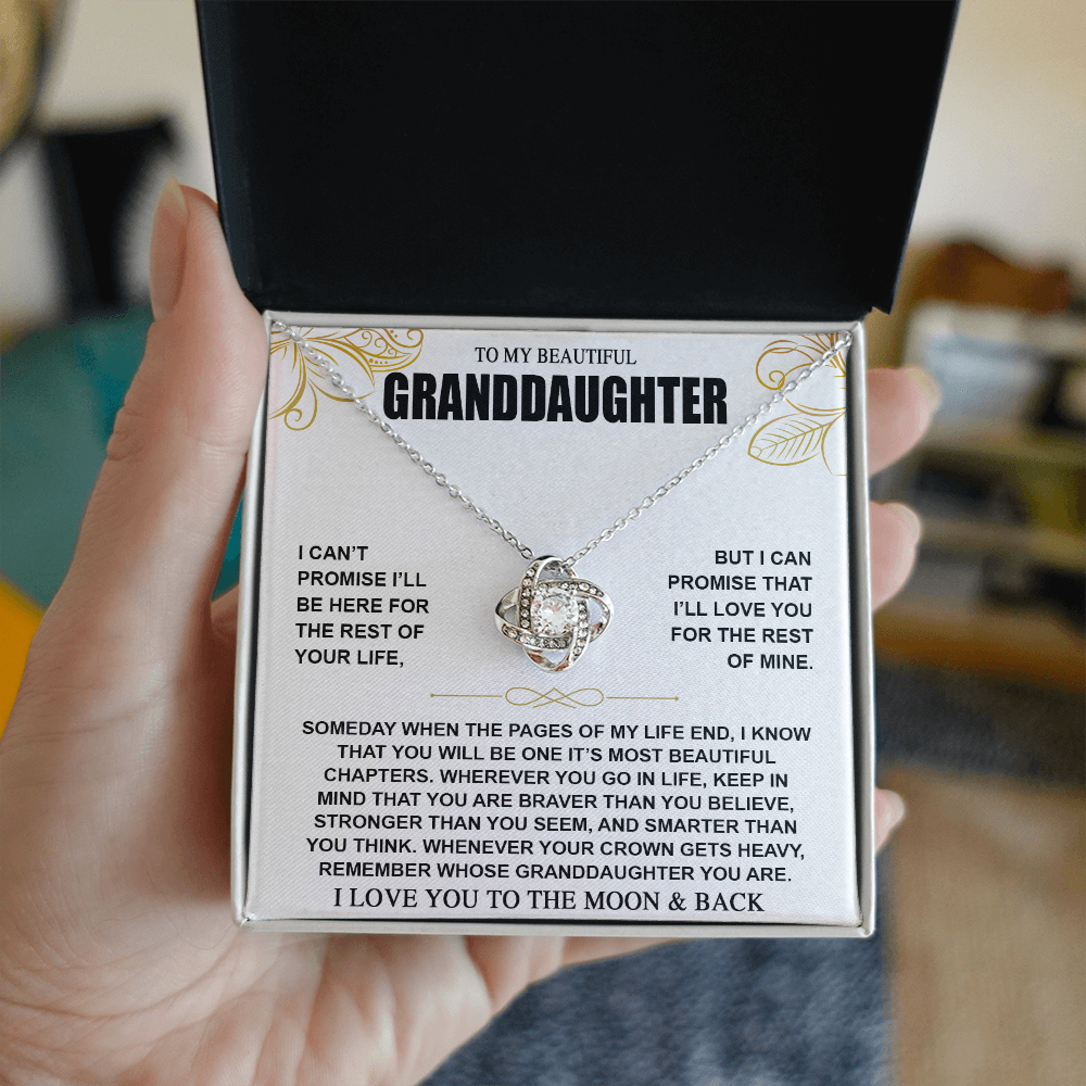 To My Beautiful Granddaughter, I Love You To The Moon & Back, Granddaughter Necklace Gifts From Grandma Grandmother or Grandpa Grandfather, To My Granddaughter Graduation Birthday Pendant Jewelry with Message Card and Gift Box