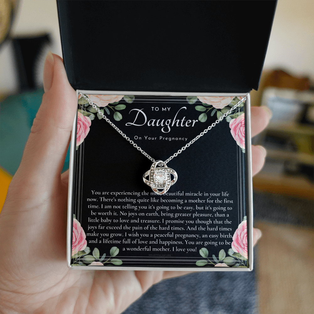 To My Daughter Necklace Gift from Mom, Beautiful Jewelry Box Birthday Graduation Christmas Gift for Kids 2026, Inspirational Message Card, Elegant Necklaces with Sentimental Message