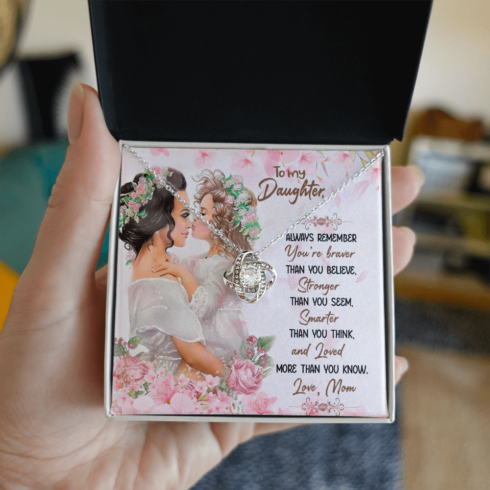 To My Daughter Meaningful Message Card Jewelry Box, Gift for Daughter's Birthday Graduation, Thoughtful for Her from Mom, Birthday Necklace