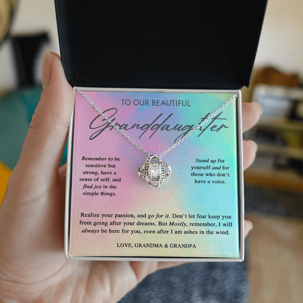To My Beautiful Granddaughter, Love Grandma & Grandpa, Birthday Ideas, Pendant Jewelry Necklaces Gifts ideas for Daughter Teens Girls, Graduation Birthday Pendant Jewelry with Message Card and Gift Box