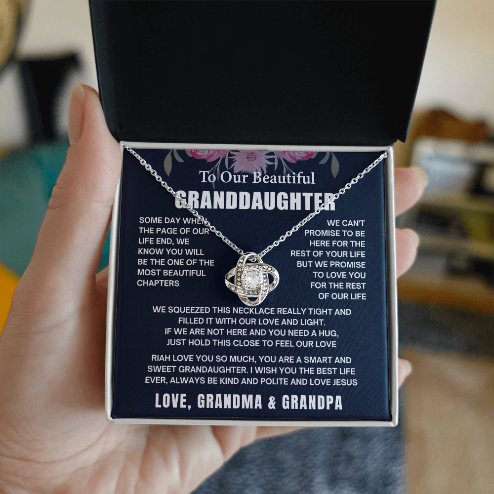 Granddaughter Necklace Gifts From Grandma Grandmother or Grandpa Grandfather To My Granddaughter Graduation Birthday Pendant Jewelry with Message Card and Gift Box, Inspirational Wedding Jewelry Keepsake Gift Ideas