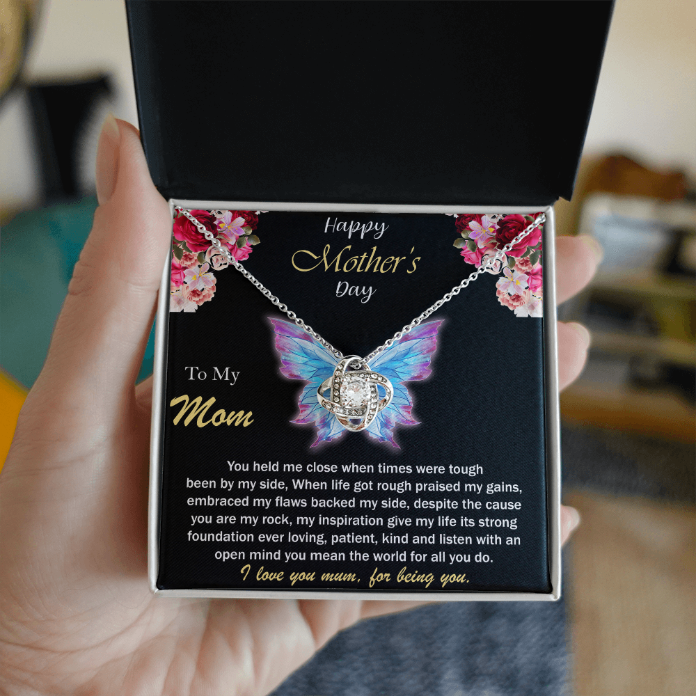 To My Loving Mom Necklace I Love You Mom Love Knot Necklace Gifts From Daughter Son Kids Mom's Birthday Gift Mother's Day Gift Jewelry with Message Card and Gift Box, Mother's Day Gift, Gifts for Women, Mom Birthday Gift Ideas