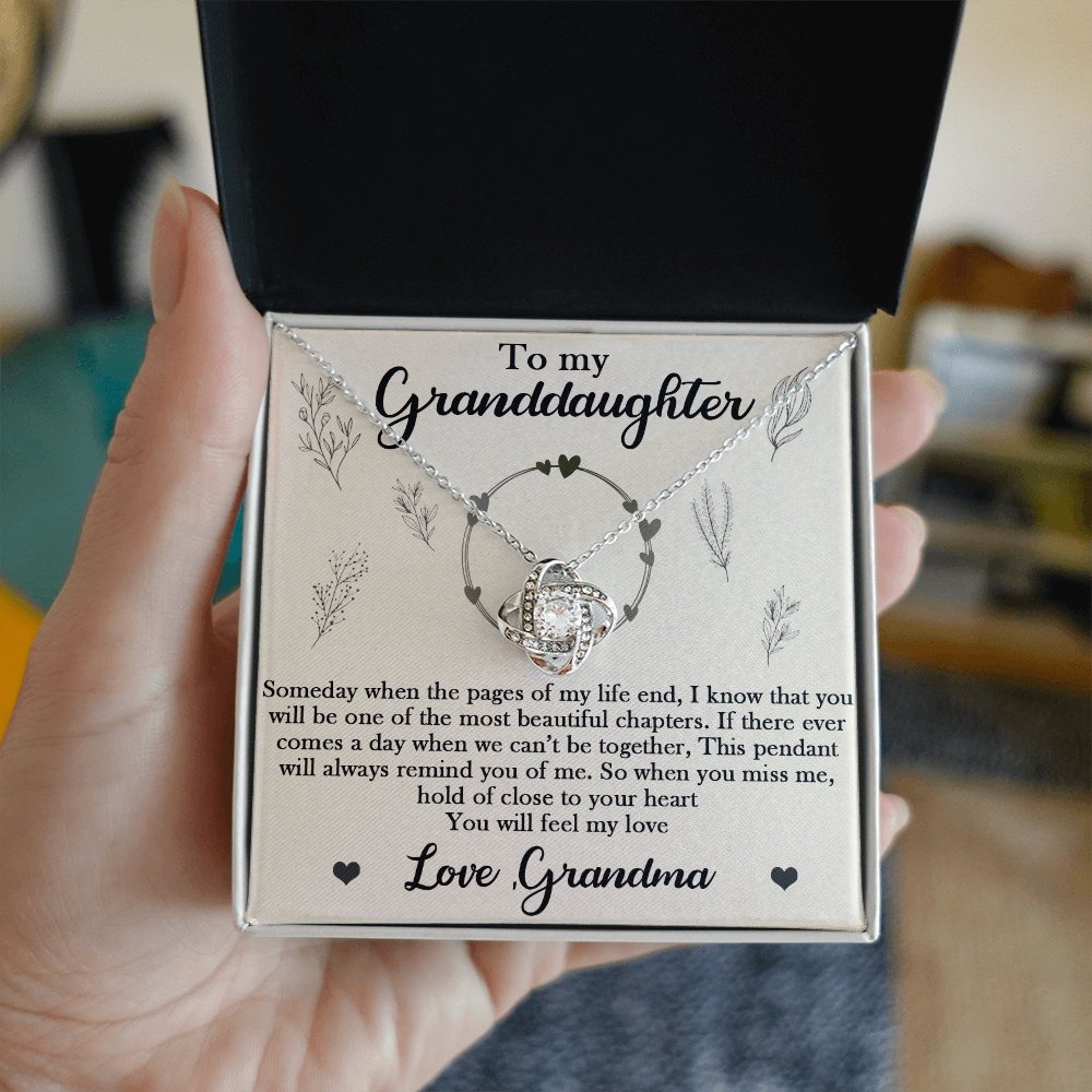 To My Granddaughter Necklace With Heartfelt Message & Elegant Box, Someday When The Pages of my life and, Love Grandma, Necklace for Daughter, Granddaughter, Mom, Mother-in-law Birthday Christmas Gifts Jewelry for Women