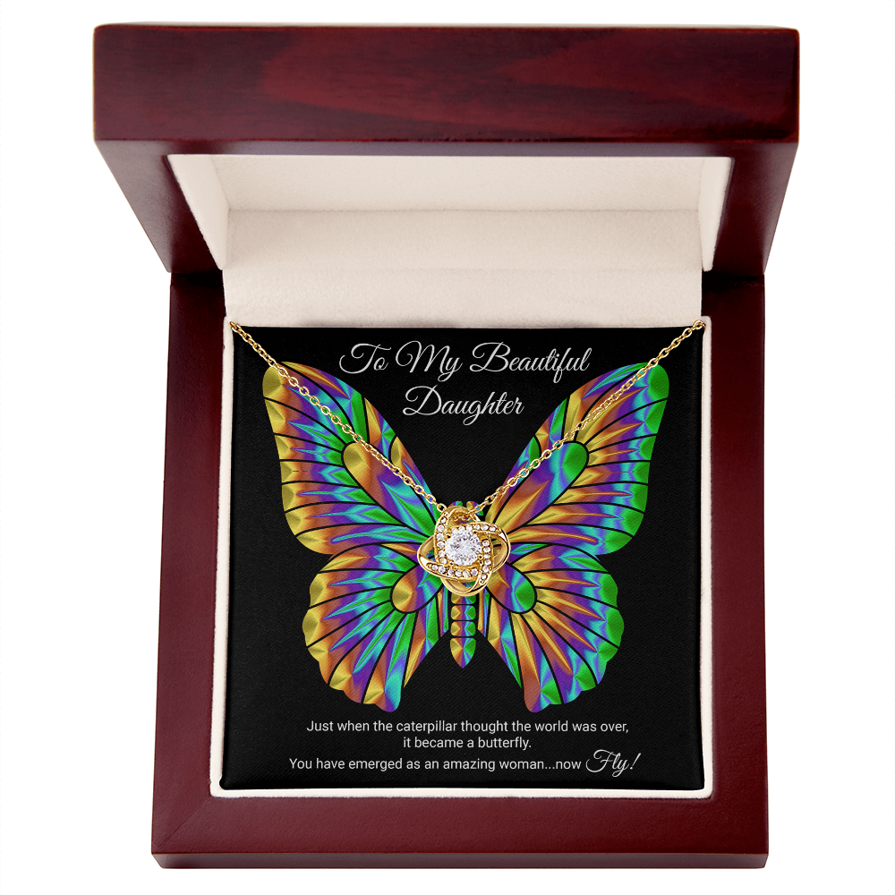 To My Daughter Necklace From Best Mom With Heartfelt Message, Daughter Birthday Present From Mama, Jewelry Gifts For Graduation for Her From Mom or Daddy, 14K Pendant Forever Love Necklace