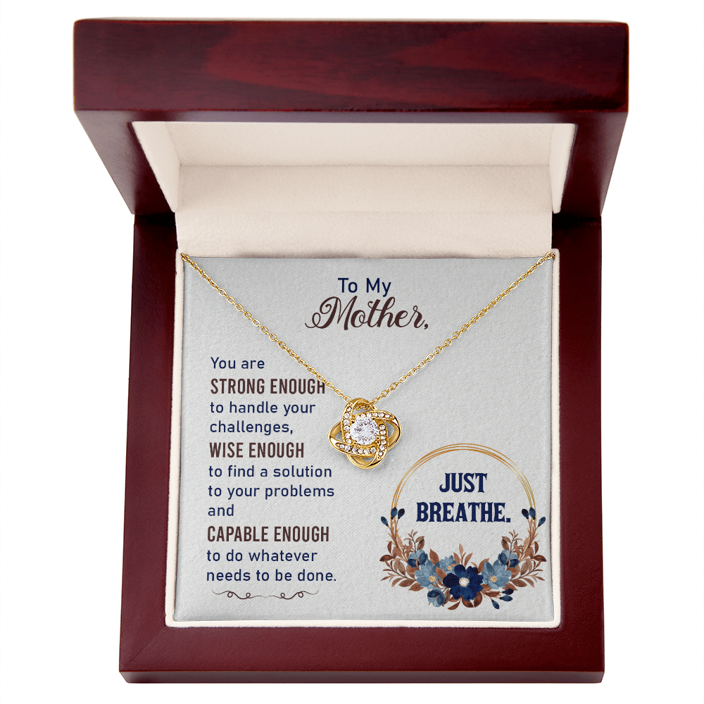 To My Mother Love Knot Necklace From Daughter Christmas Birthday Present, Mom Mothers Day Gifts I Love Mom Best Mom Ever, Motivational Card Jewelry for Her