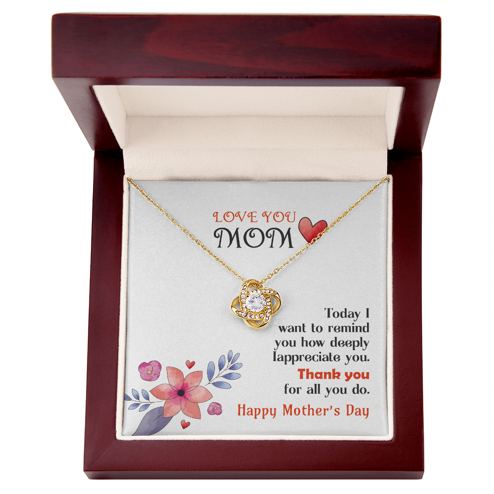Love You Mom Necklace Gift from Son, Birthday Gift Card Necklace From Daughter, Floral Mothers Day Jewelry for Her Mommy Christmas 2026