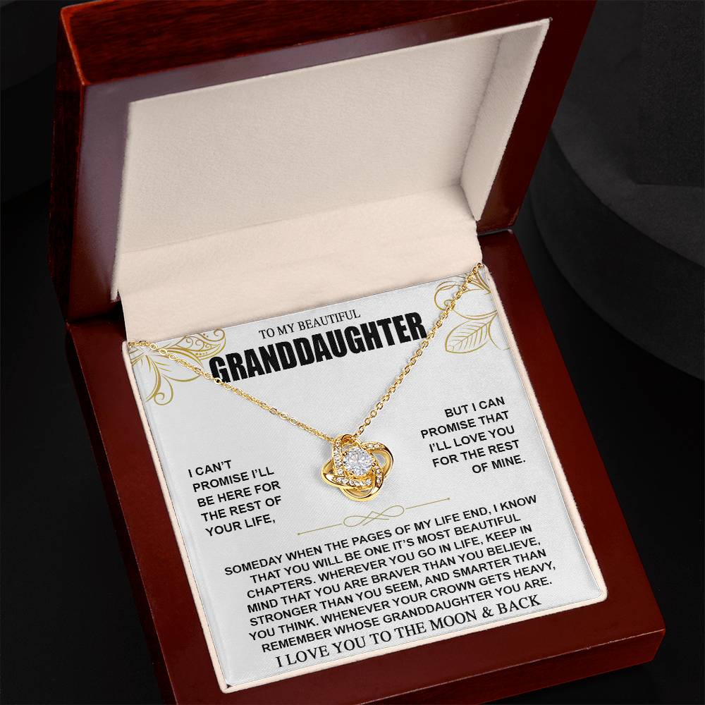 To My Beautiful Granddaughter, I Love You To The Moon & Back, Granddaughter Necklace Gifts From Grandma Grandmother or Grandpa Grandfather, To My Granddaughter Graduation Birthday Pendant Jewelry with Message Card and Gift Box