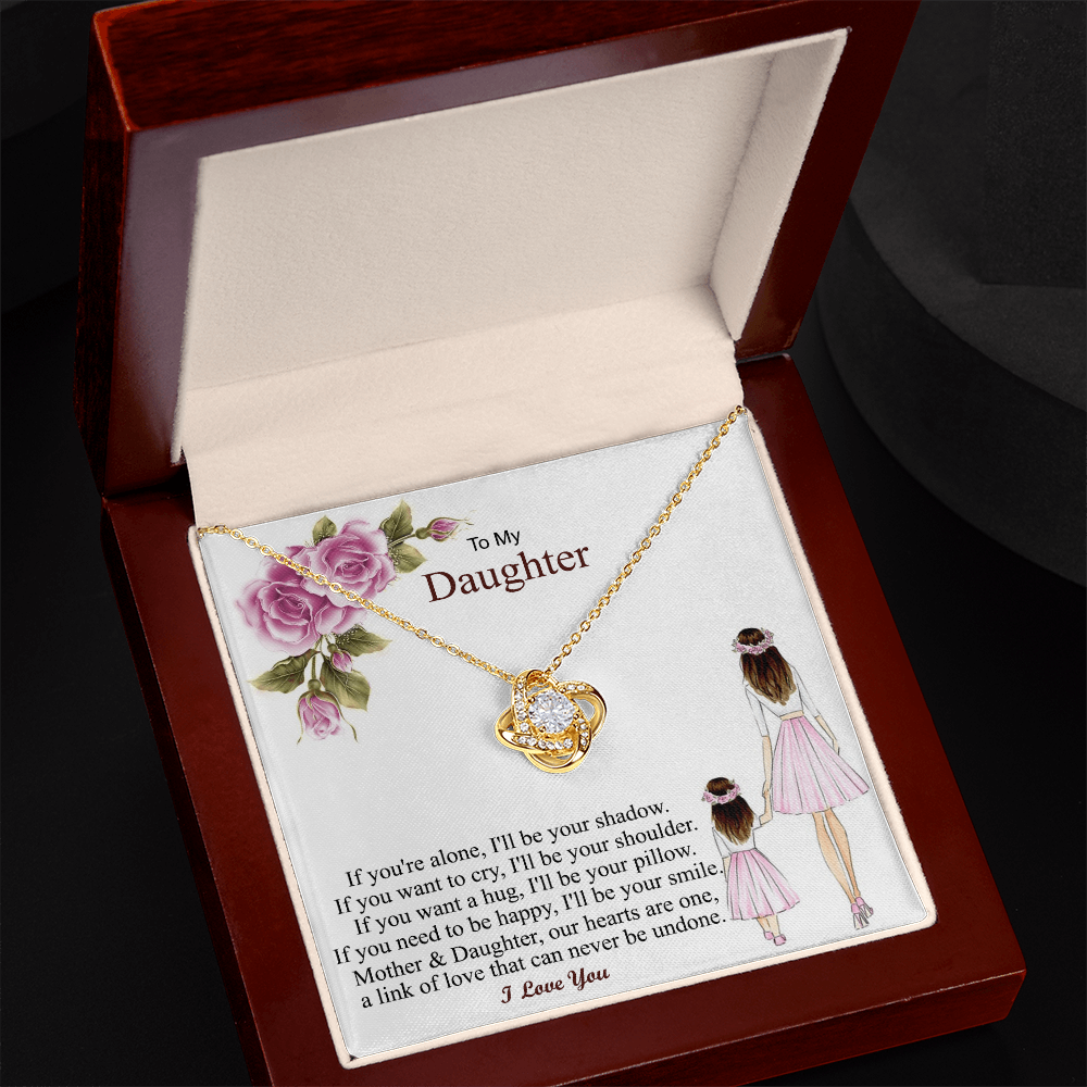 To My Daughter Love Knot Necklace – Gift From Mom Dad to Daughter – Birthday Christmas Gift for Daughter