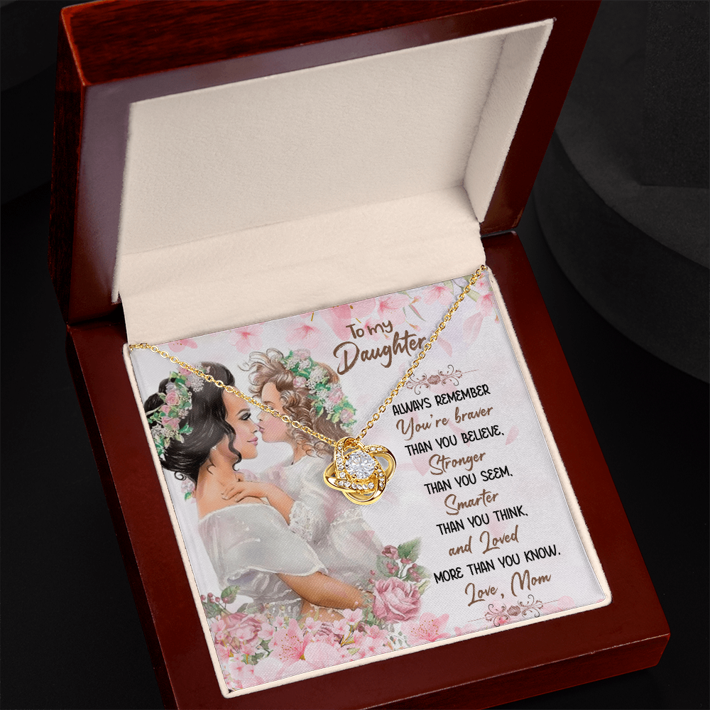 To My Daughter Meaningful Message Card Jewelry Box, Gift for Daughter's Birthday Graduation, Thoughtful for Her from Mom, Birthday Necklace