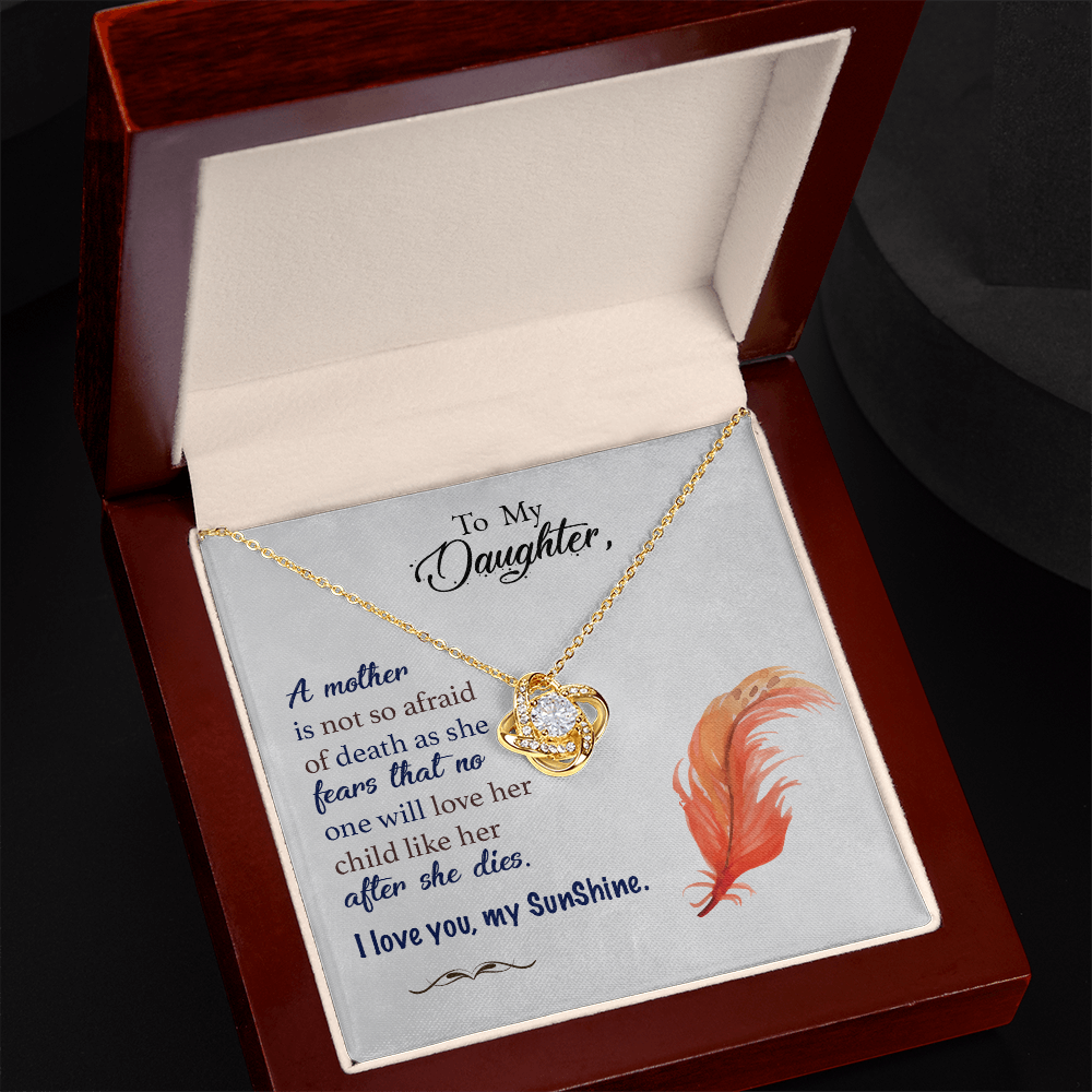 To My Daughter Necklace From Mom – Love Knot Necklace Gift for Daughter – Best Meaningful Daughter Gift, I Love You My Sunshine