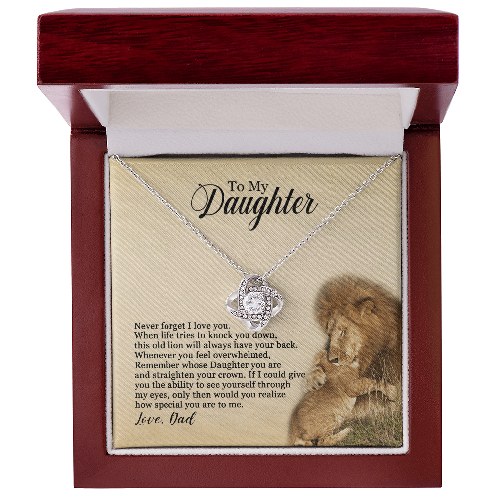To My Daughter Love Knot Necklace, Gift From Dad to Daughter, Birthday Christmas Gift for Daughter, Holiday Jewelry for Her, Never Forget I Love You