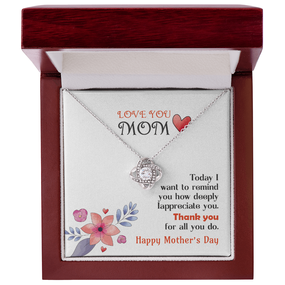 Love You Mom Necklace Gift from Son, Birthday Gift Card Necklace From Daughter, Floral Mothers Day Jewelry for Her Mommy Christmas 2026