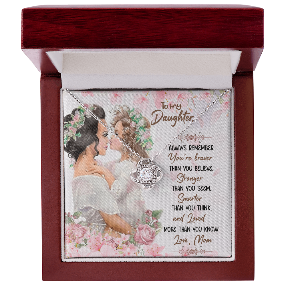 To My Daughter Meaningful Message Card Jewelry Box, Gift for Daughter's Birthday Graduation, Thoughtful for Her from Mom, Birthday Necklace