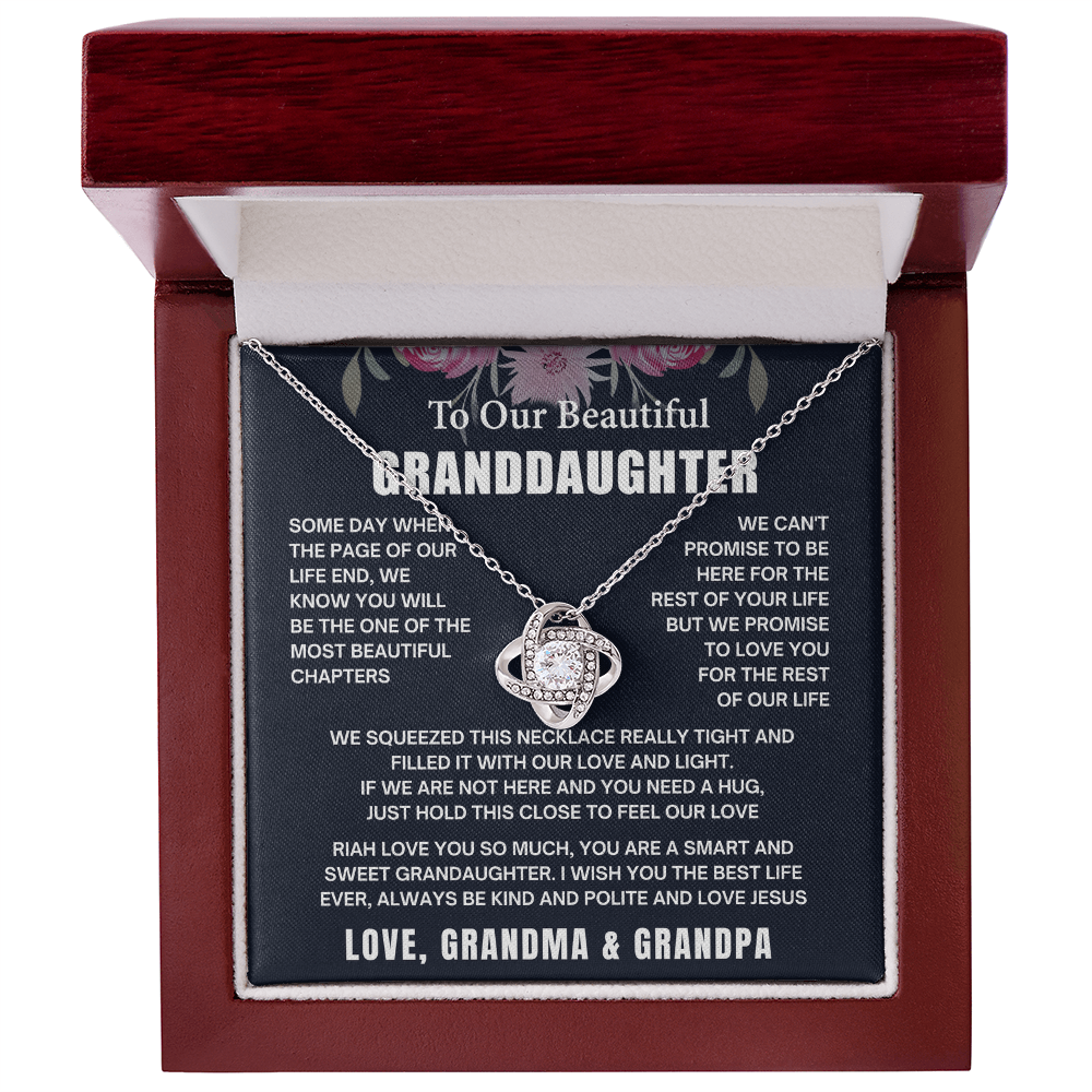 Granddaughter Necklace Gifts From Grandma Grandmother or Grandpa Grandfather To My Granddaughter Graduation Birthday Pendant Jewelry with Message Card and Gift Box, Inspirational Wedding Jewelry Keepsake Gift Ideas
