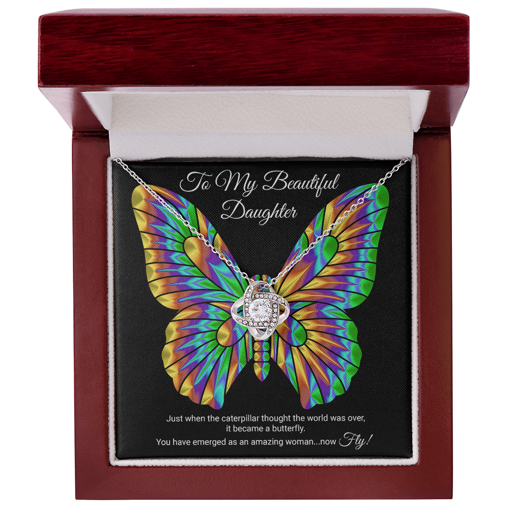 To My Daughter Necklace From Best Mom With Heartfelt Message, Daughter Birthday Present From Mama, Jewelry Gifts For Graduation for Her From Mom or Daddy, 14K Pendant Forever Love Necklace