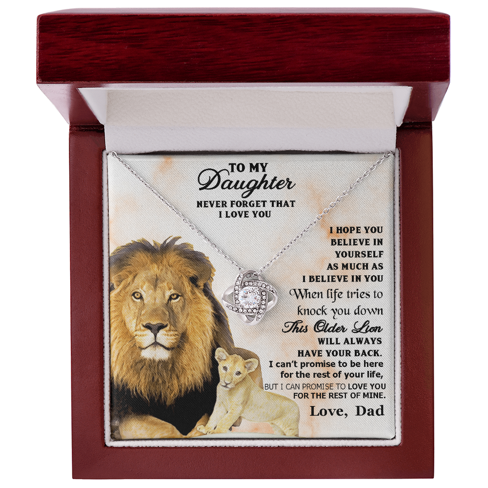 To My Daughter Necklace Gift from Mom, Beautiful Jewelry Box Birthday Graduation Christmas Gift for Daughter, Inspirational Message Card, Elegant Necklaces with Sentimental Message Never Forget That I Love You