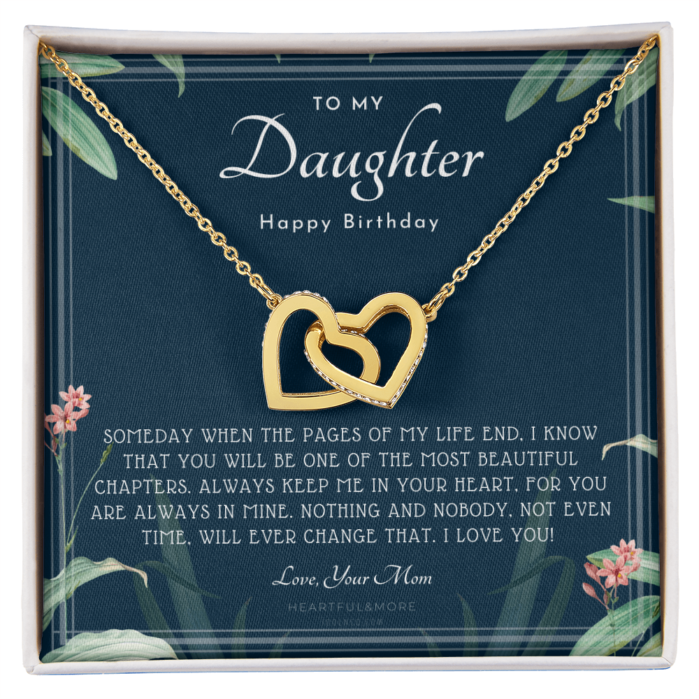 To My Daughter Necklace Gift from Mom, Beautiful Jewelry Box Birthday Graduation Christmas Gift for Daughter, Inspirational Message Card, Elegant Necklaces with Sentimental Message
