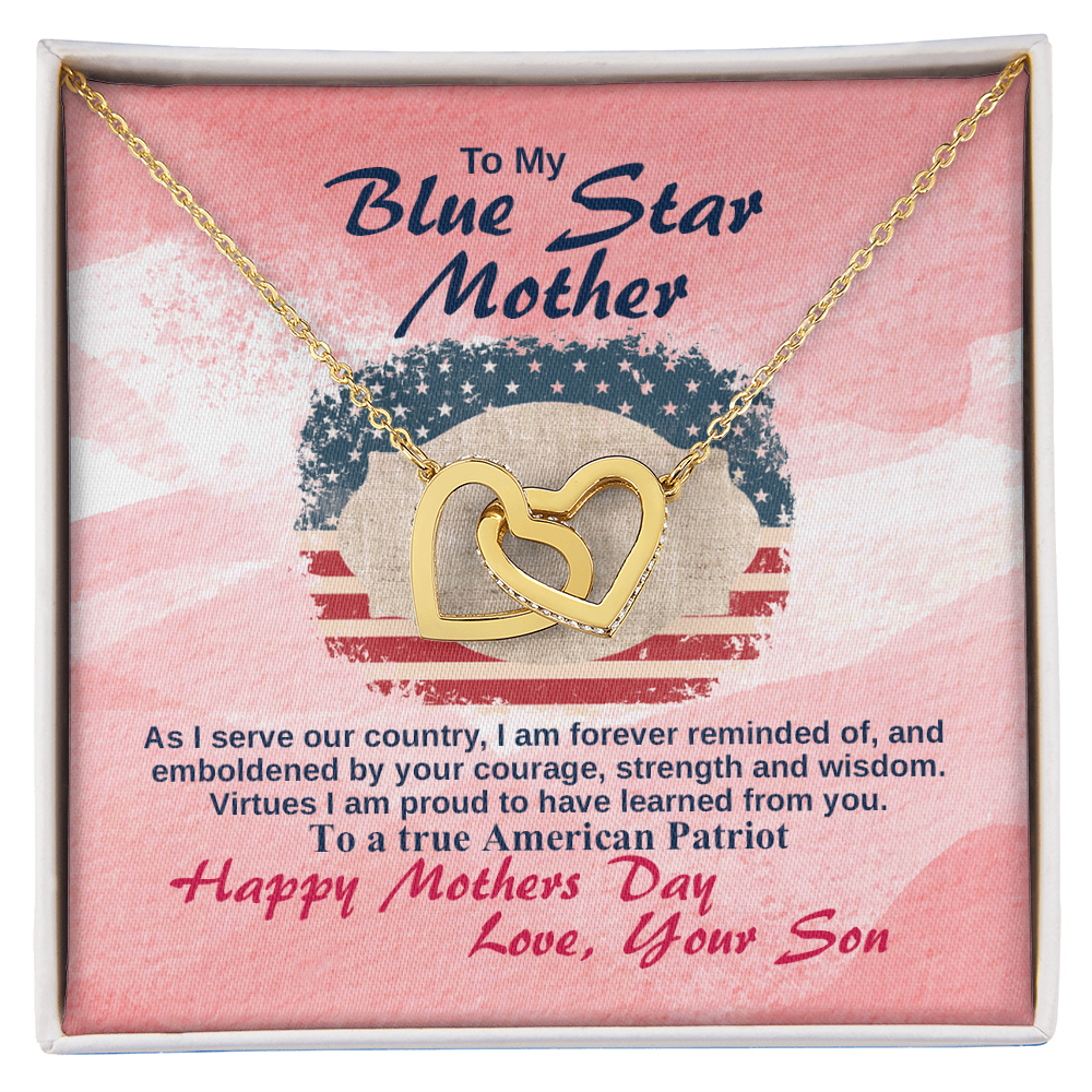 Mother's Day Necklace for Mom, Meaningful Gift for Mommy from Daughter, Interlocking Hearts Necklace, Mom Jewelry Gift, To My Blue Star Mother Necklace With Heartfelt Message