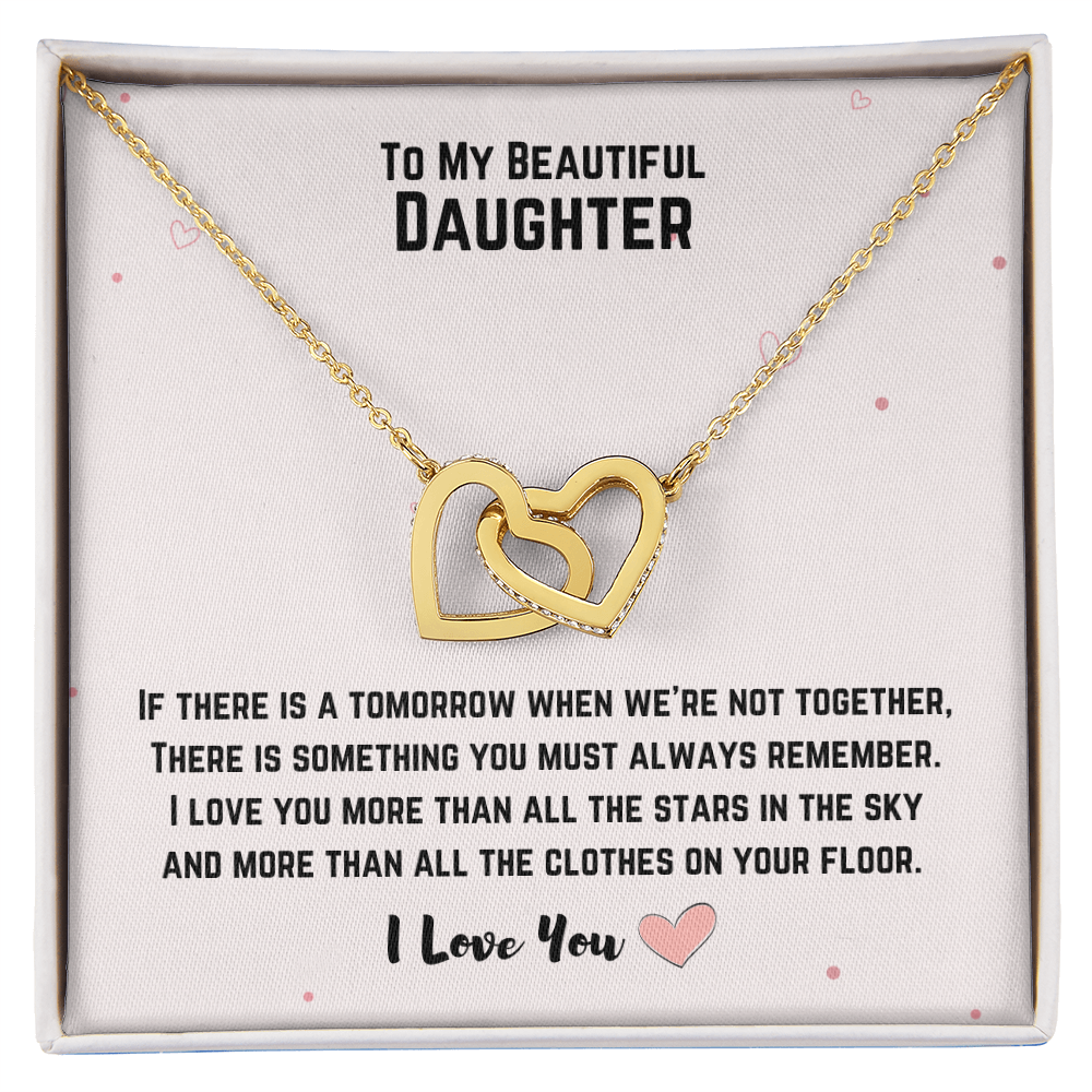 To My Beautiful Daughter Necklace Gift from Mom Dad, Beautiful Jewelry Box Birthday Graduation Christmas Gift for Daughter, Inspirational Message Card, Elegant Necklaces with Sentimental Message