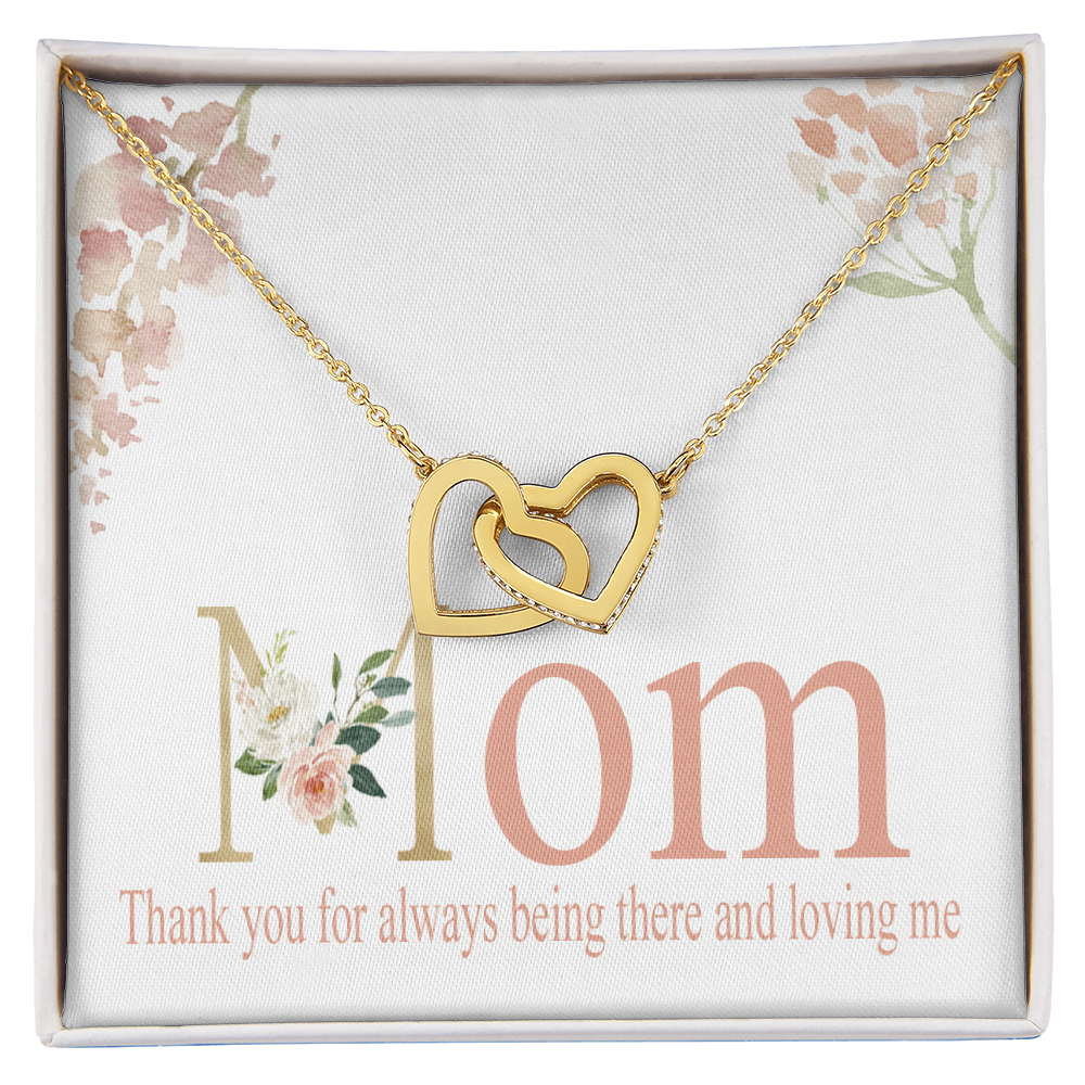 Mom Interlocking Hearts Necklace Gift From Daughter, Motivational Card Necklace for Mommy, Christmas Birthday Present, 2026 Mothers Day Gift Ideas, Jewelry for Her