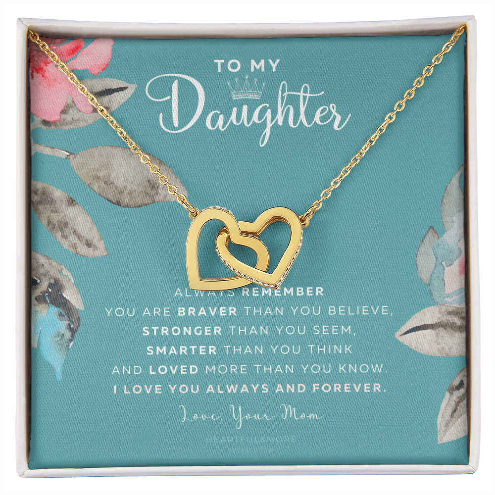 To My Daughter Necklace Gift from Mom, Beautiful Jewelry Box Birthday Graduation Christmas Gift for Daughter, Inspirational Message Card, Elegant Necklaces with Sentimental Message