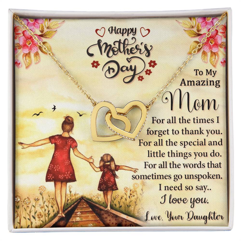 To My Mom Necklace – Happy Mother's Day Gift, Daughter Gift for Mom, Emotional Message Card Jewelry