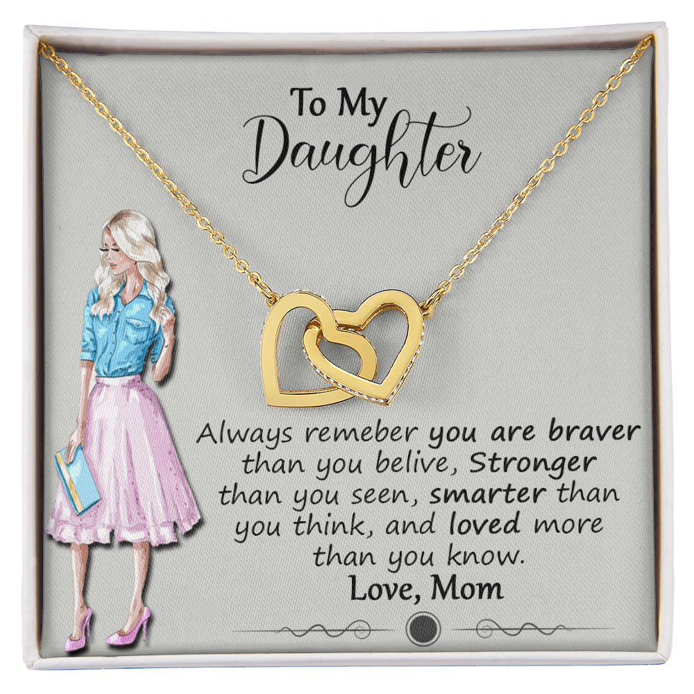 Daughter Necklace Gift from Mom, To My Daughter Jewelry Gifts Ideas, Birthday Graduation Christmas Gift for Daughter, Inspirational Message Card, Elegant Necklaces with Sentimental Message