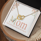 Mom Interlocking Hearts Necklace Gift From Daughter, Motivational Card Necklace for Mommy, Christmas Birthday Present, 2026 Mothers Day Gift Ideas, Jewelry for Her