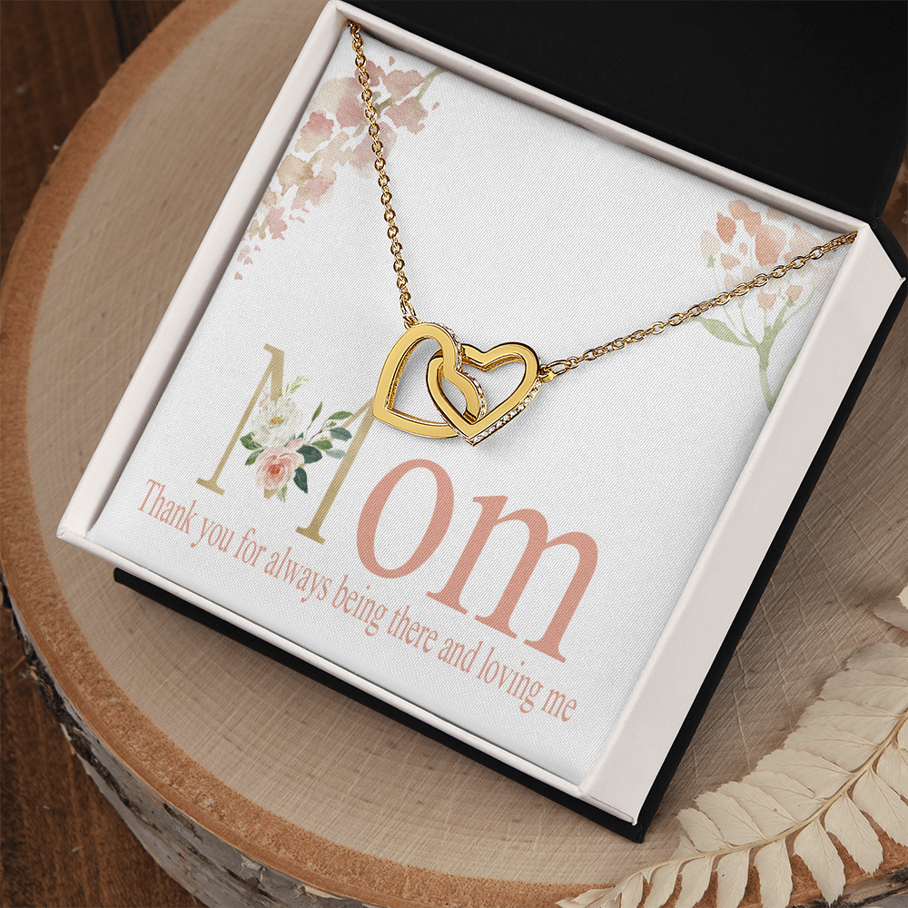 Mom Interlocking Hearts Necklace Gift From Daughter, Motivational Card Necklace for Mommy, Christmas Birthday Present, 2026 Mothers Day Gift Ideas, Jewelry for Her