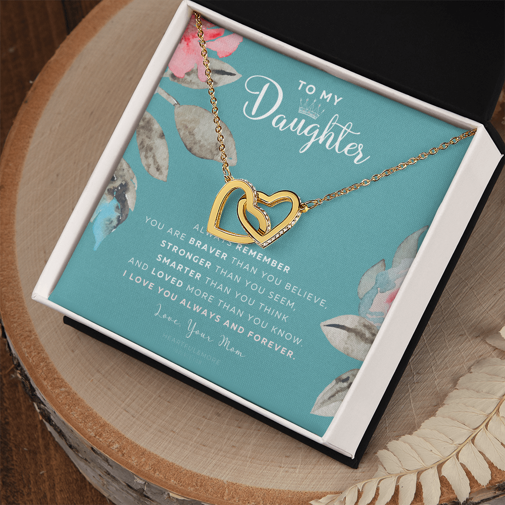 To My Daughter Necklace Gift from Mom, Beautiful Jewelry Box Birthday Graduation Christmas Gift for Daughter, Inspirational Message Card, Elegant Necklaces with Sentimental Message